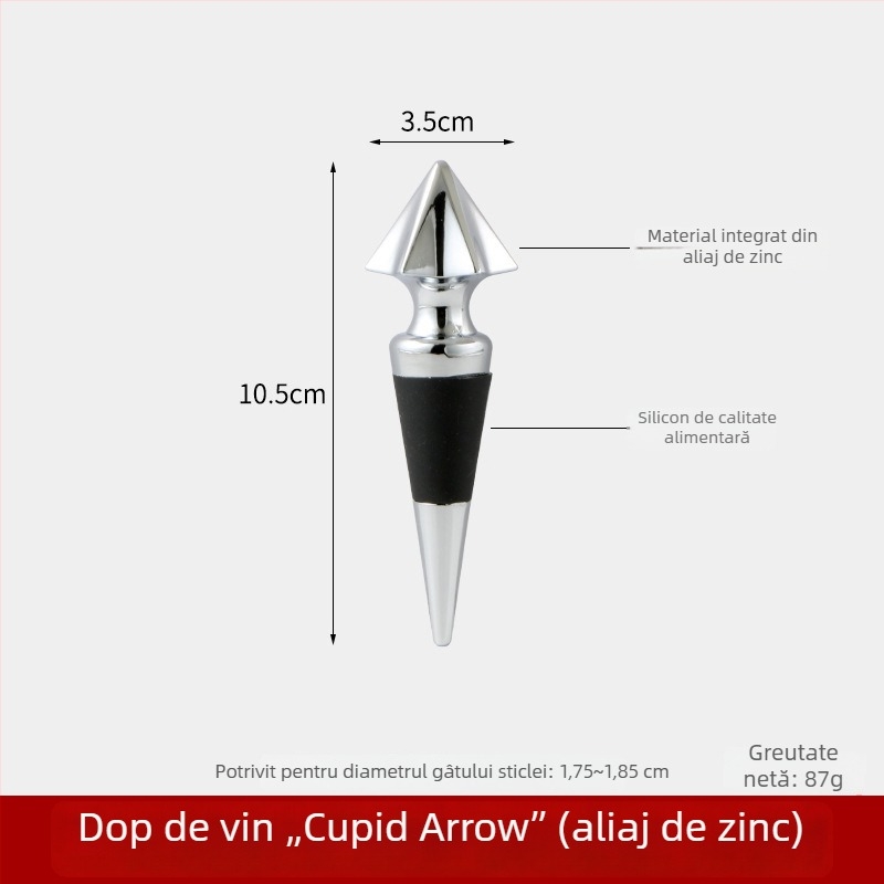 Set dopuri vin din aliaj de zinc (4 piese) cu suport – dopuri pentru sticle și capac etanș