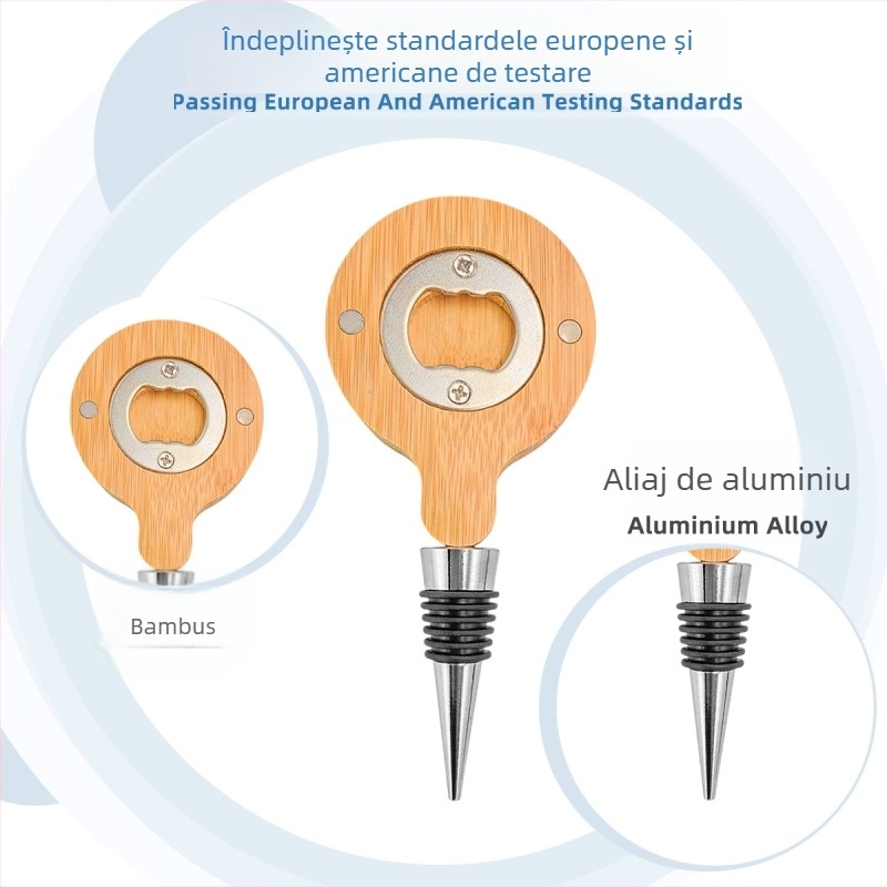 Magnet de frigider din lemn solid, bambus, cu formă pătrată sau rotundă, deschizător de sticle și dop de vin, personalizabil, multifuncțional
