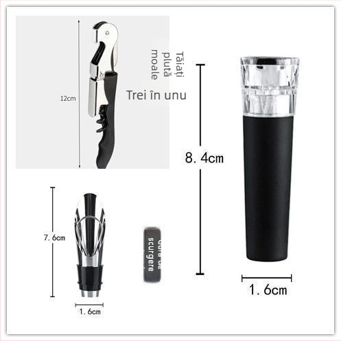 Stopper din silicon pentru vin roșu, sigiliu vacuum, pourer pentru servire, set pentru uz casnic – cuțit în formă de calut de mare
