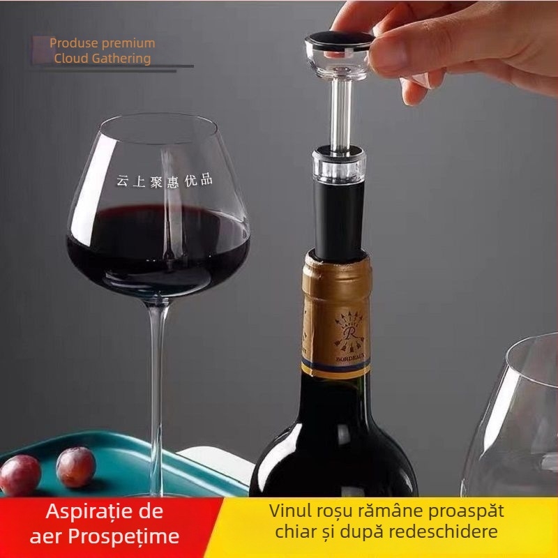 Stopper din silicon pentru vin roșu, sigiliu vacuum, pourer pentru servire, set pentru uz casnic – cuțit în formă de calut de mare