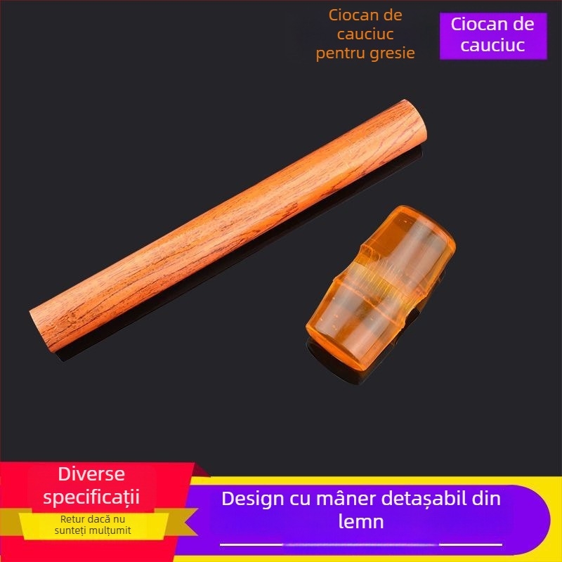 Ciocan din cauciuc transparent cu cap din plastic și mâner din plastic pentru montaj plăci – ciocan de construcție multifuncțional