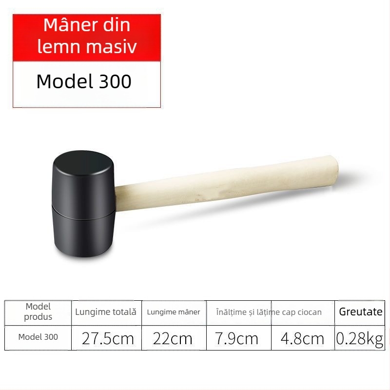 Ciocan din cauciuc transparent cu cap din plastic și mâner din plastic pentru montaj plăci – ciocan de construcție multifuncțional