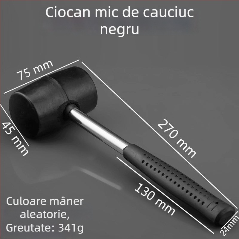 Ciocan din cauciuc transparent cu cap din plastic și mâner din plastic pentru montaj plăci – ciocan de construcție multifuncțional