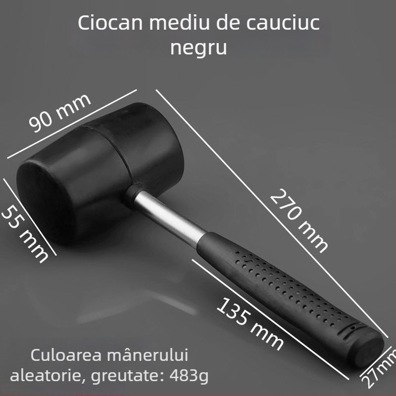 Ciocan din cauciuc transparent cu cap din plastic și mâner din plastic pentru montaj plăci – ciocan de construcție multifuncțional