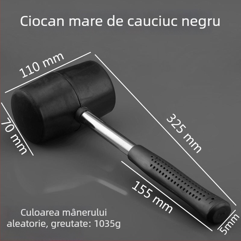 Ciocan din cauciuc transparent cu cap din plastic și mâner din plastic pentru montaj plăci – ciocan de construcție multifuncțional