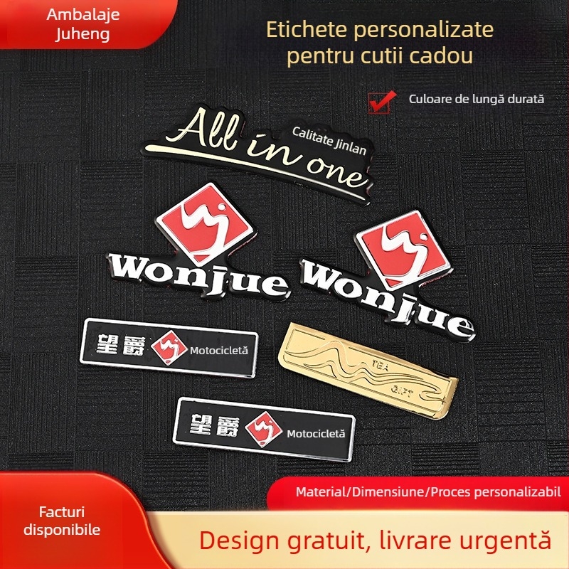 Semne metalice personalizate din aliaj de aluminiu, etichete pentru parfum, sticle de cosmetică curbate, etichete bronz vintage cu logo