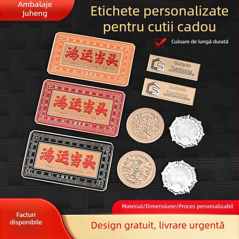 Semne metalice personalizate din aliaj de aluminiu, etichete pentru parfum, sticle de cosmetică curbate, etichete bronz vintage cu logo