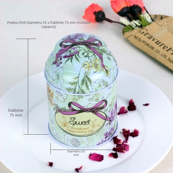 Cutie rotundă mică din metal pentru ceai, portabilă și sigilată, ceai Kuding, cutie de ceai cu model floral, cutie metalică personalizabilă