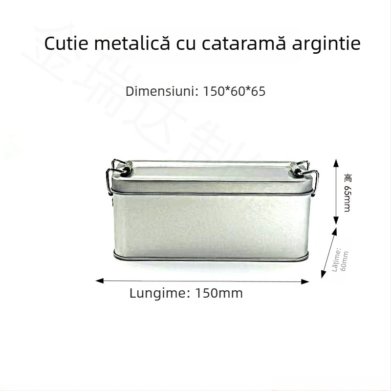 Cutie dreptunghiulară din tablă tin cu capac glisant, în mai multe culori, pentru ceai, fursecuri, bomboane și produse de patiserie
