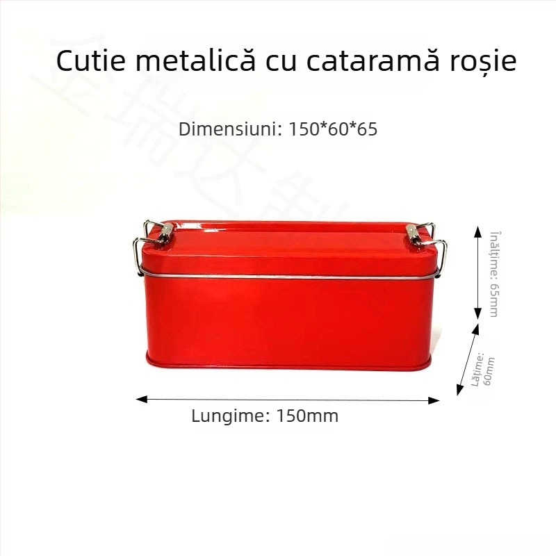 Cutie dreptunghiulară din tablă tin cu capac glisant, în mai multe culori, pentru ceai, fursecuri, bomboane și produse de patiserie