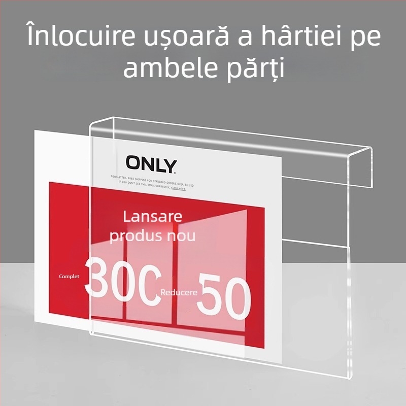 Etichetă de preț din acril pentru raftul unui magazin de îmbrăcăminte, etichetă POP de promovare