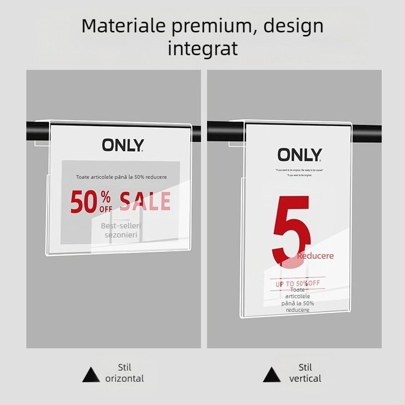 Etichetă de preț din acril pentru raftul unui magazin de îmbrăcăminte, etichetă POP de promovare
