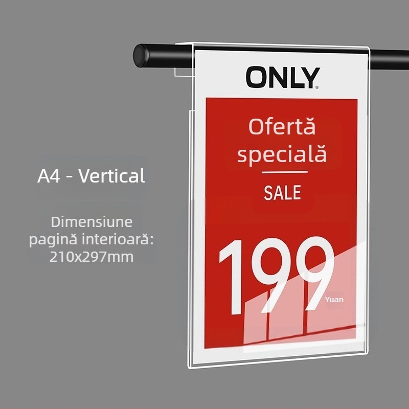 Etichetă de preț din acril pentru raftul unui magazin de îmbrăcăminte, etichetă POP de promovare