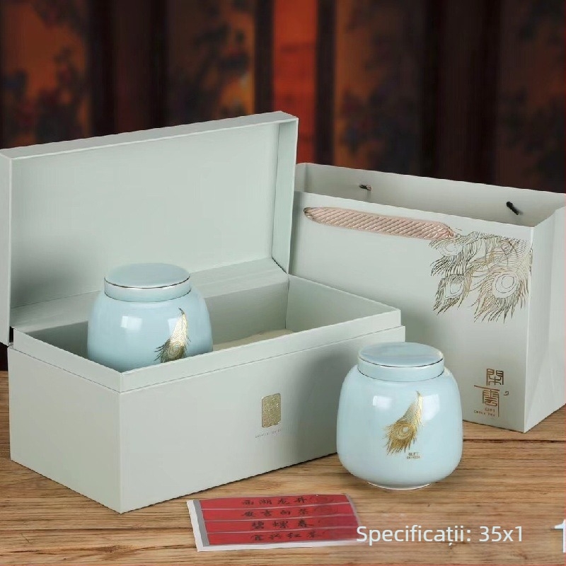 Cutie cadou din ceramică premium pentru ceai cu Da Hong Pao, Jin Jun Mei, Yancha, Zhengshan Xiaozhong și Tieguanyin (goală) HX