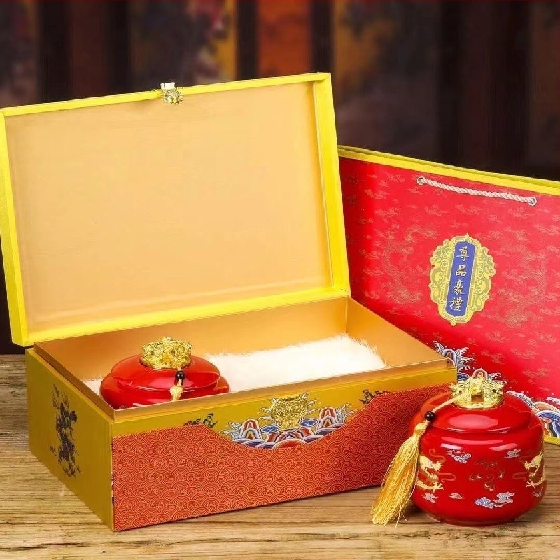 Cutie cadou din ceramică premium pentru ceai cu Da Hong Pao, Jin Jun Mei, Yancha, Zhengshan Xiaozhong și Tieguanyin (goală) HX