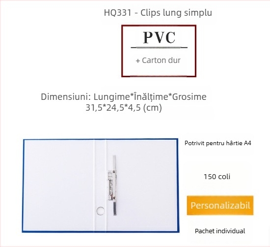 Dosar A4 cu inel D de 1,5 inch, din carton rigid perforat