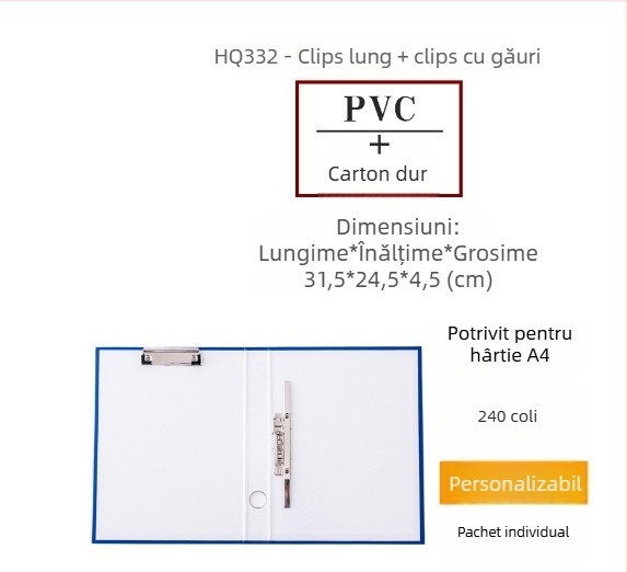 Dosar A4 cu inel D de 1,5 inch, din carton rigid perforat