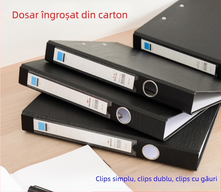 Dosar A4 cu inel D de 1,5 inch, din carton rigid perforat