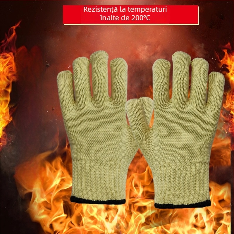 Mănuși de protecție cu două straturi, rezistente la 300°C, anti-arși, izolație termică, protecție împotriva flăcărilor, pentru cuptorul cu microunde și coacere