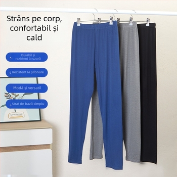 Set de bază din Modal pentru bărbați – top subțire cu gât rotund și pantaloni talie înaltă.