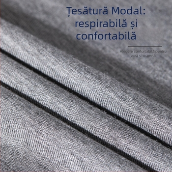 Set de bază din Modal pentru bărbați – top subțire cu gât rotund și pantaloni talie înaltă.
