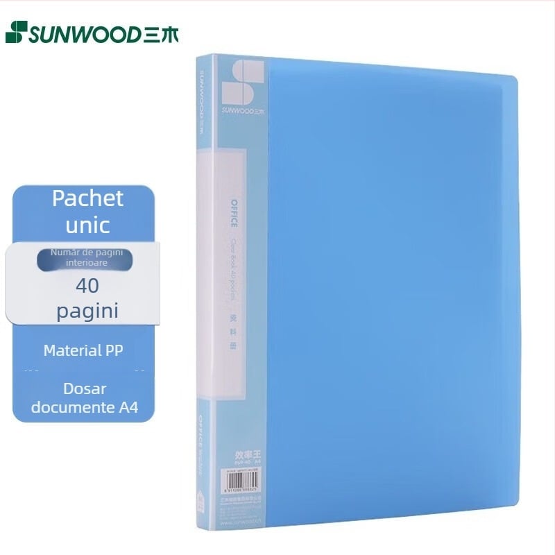 Dosar A4 cu buzunare pentru inserții, model P69, 40 de pagini