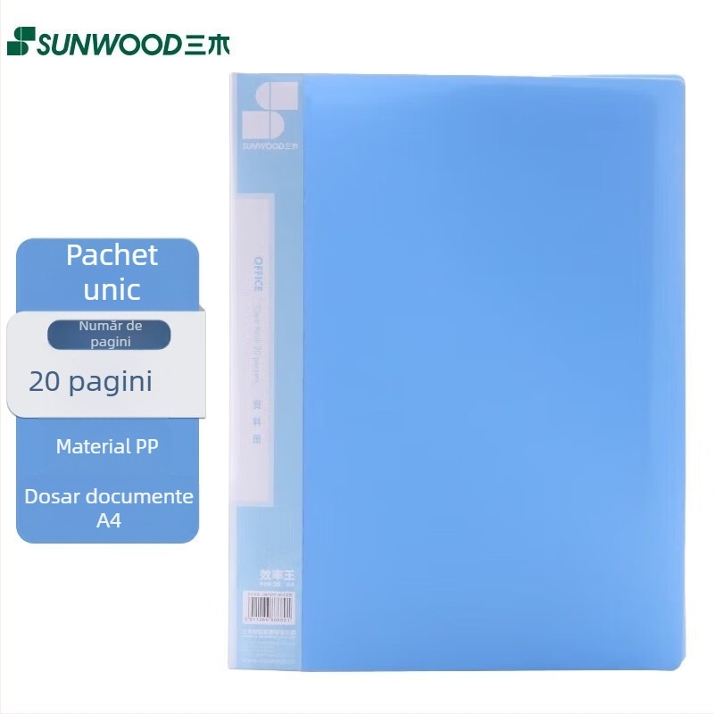 Dosar A4 cu buzunare pentru inserții, model P69, 40 de pagini