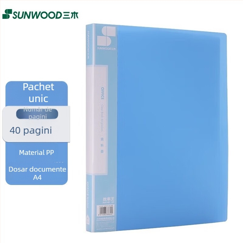 Dosar A4 cu buzunare pentru inserții, model P69, 40 de pagini