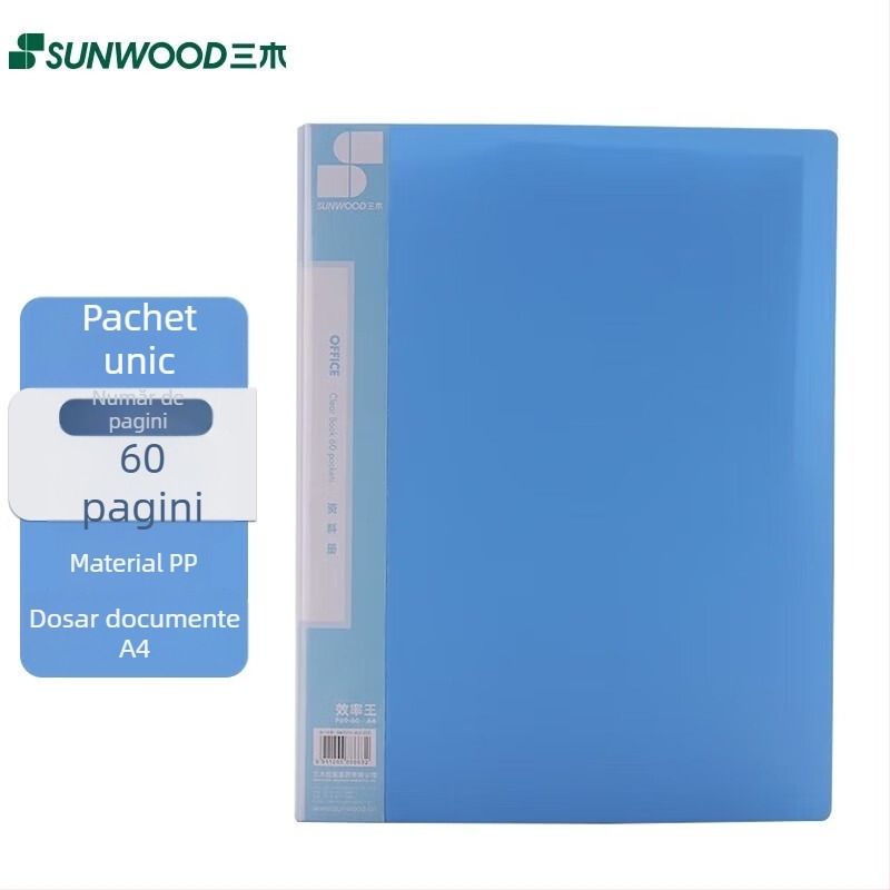 Dosar A4 cu buzunare pentru inserții, model P69, 40 de pagini