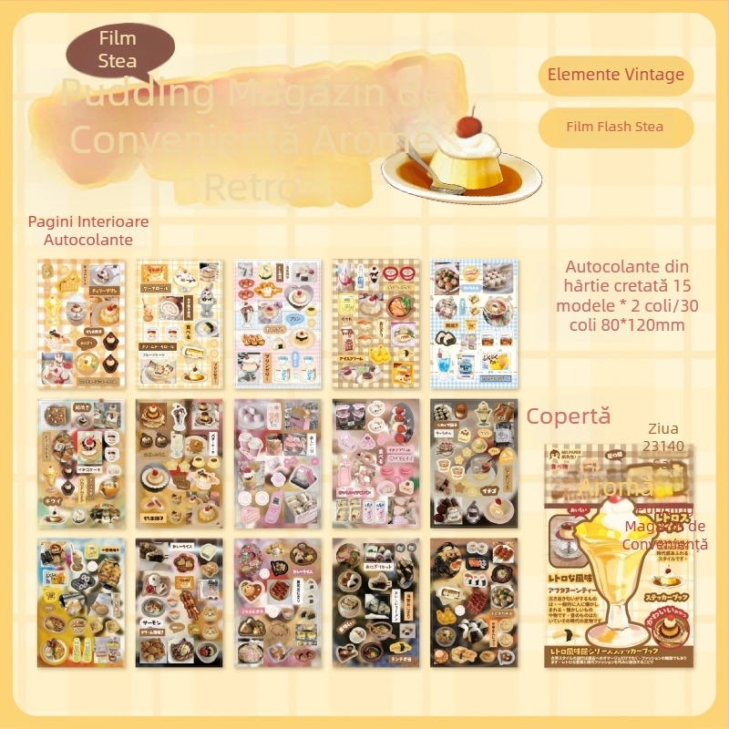 Carte de autocolante din seria Retro Flavor Restaurant, stil japonez, autocolante decupate, ilustrații cu mâncare drăguțe pentru decor DIY jurnal
