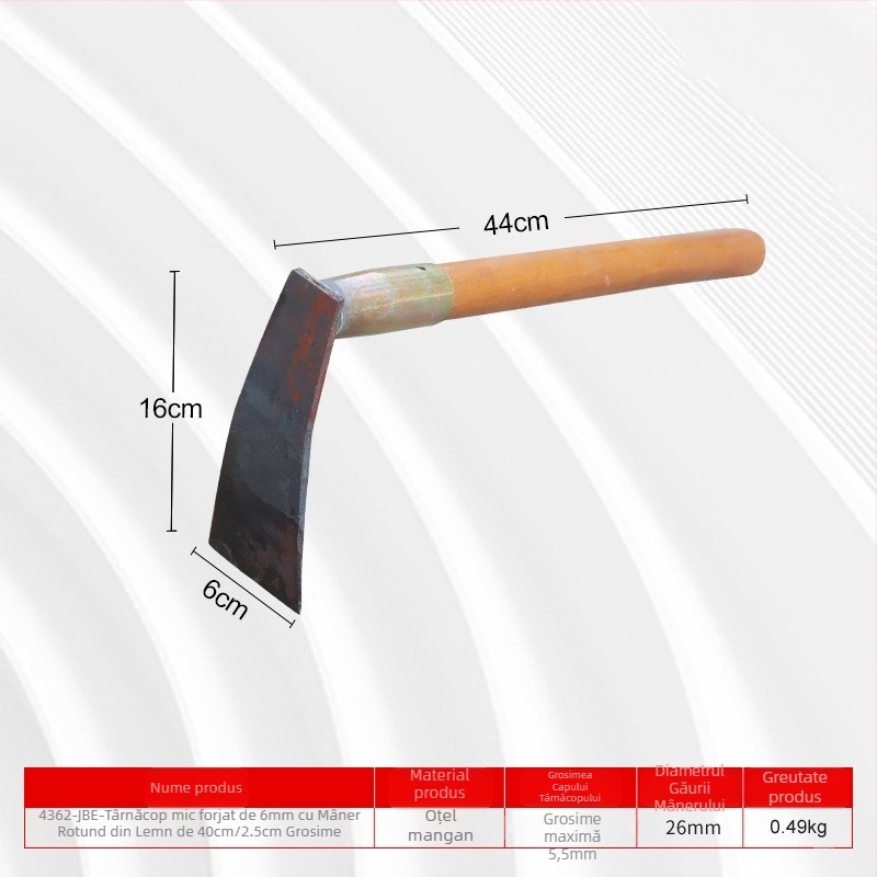 Instrument de grădină forjat cu mâner din lemn, pentru plantare, plivit și săpat în grădină