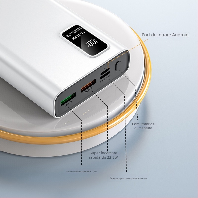 Power Bank PD bidirecțional, certificat 3C, 20000mAh pentru telefoane și tablete