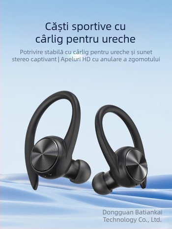 Căști Bluetooth cu agățare pentru urechi, adevărate fără fir, model sport 2024, durată lungă a bateriei, ideale pentru alergare, Android compatibile