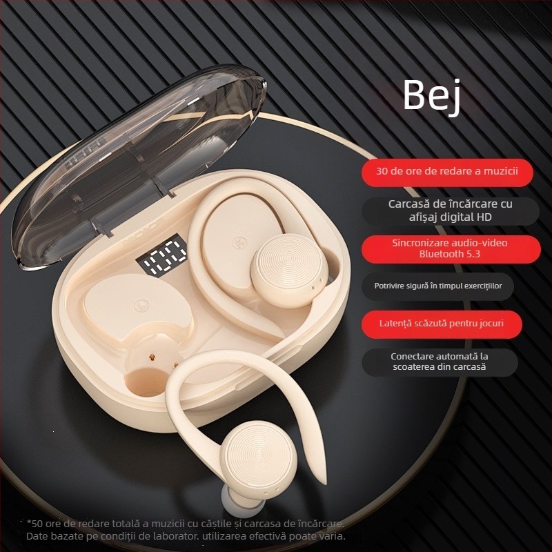 Căști Bluetooth cu agățare pentru urechi, adevărate fără fir, model sport 2024, durată lungă a bateriei, ideale pentru alergare, Android compatibile