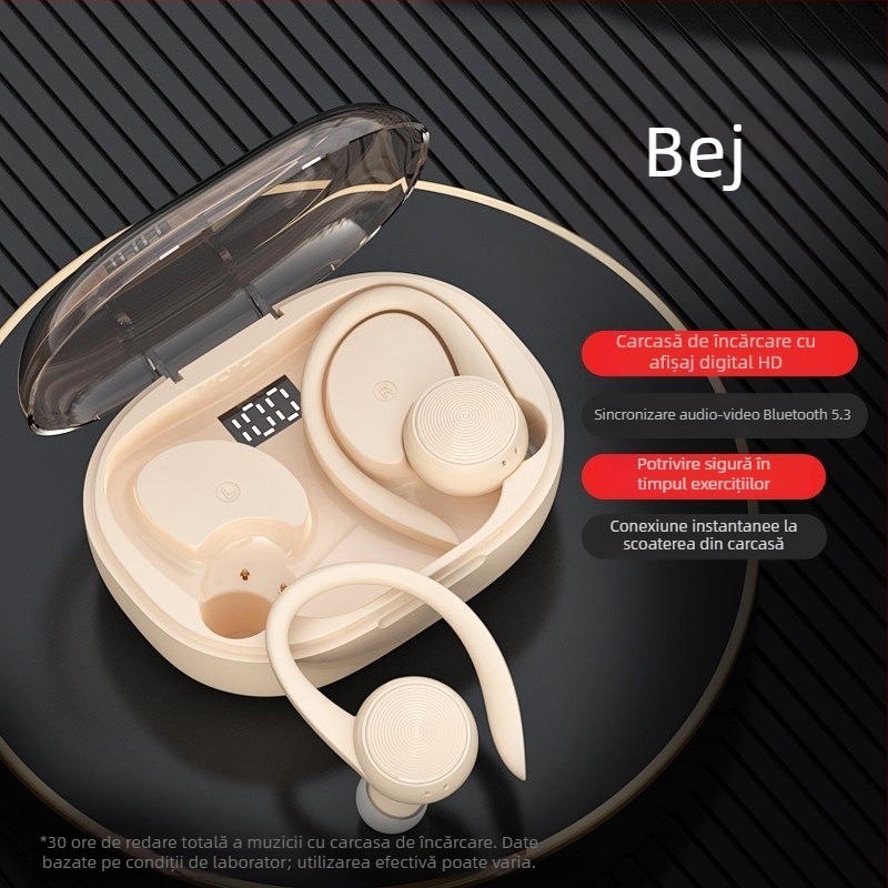 Căști Bluetooth cu agățare pentru urechi, adevărate fără fir, model sport 2024, durată lungă a bateriei, ideale pentru alergare, Android compatibile