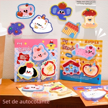 Set de notițe autocolante cu temă animale de companie drăguțe pentru elevi, etichete decorative desenate, notițe de mesaje, bloc notes reutilizabil