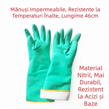 Mănuși impermeabile, rezistente la temperaturi înalte, din PVC cauciuc, lungime 60 cm, izolație termică, protecție la arsură, aburi, rezistente la acizi, baze și ulei