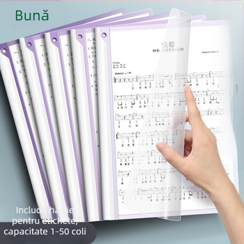 Dosar A4 cu clemă de tijă trasă, transparent, capacitate mare