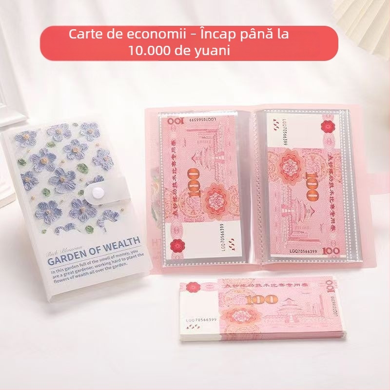 Nou A6 Carte de economii cu pictură în ulei 3D, husă din plastic, album de depozitare pentru bani și bancnote comemorative.