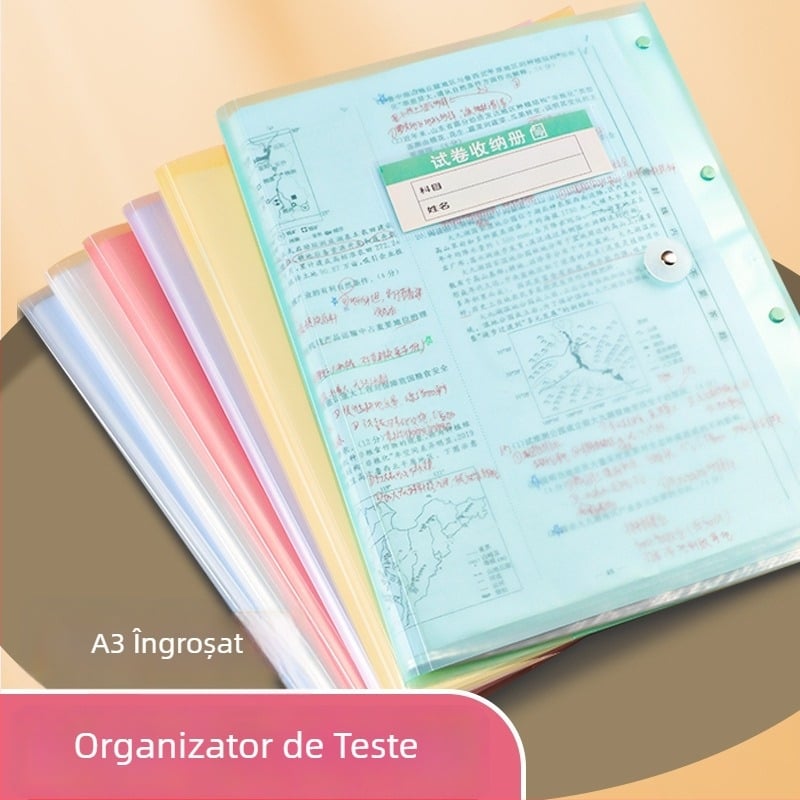 Portofoliu A3 pentru foi de examen – organizator de documente, capacitate mare, dosar PP