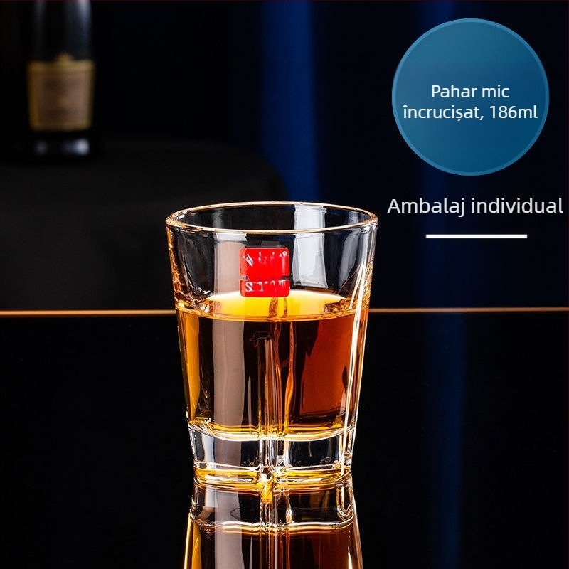 Pahar din cristal cu design îngroșat, stil european pentru whisky; potrivit pentru apă, suc și bere, cu capacitate peste 1000 ml
