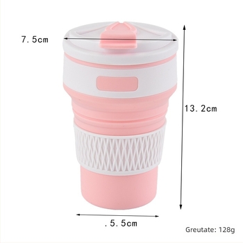 Ceașcă pliabilă din silicon pentru exterior, 350 ml, pentru băuturi calde și reci, în stil Macaron