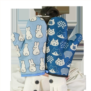 Meeju Mănuși termoizolante din materiale amestecate, cu model animale, pentru cuptor și cuptor cu microunde