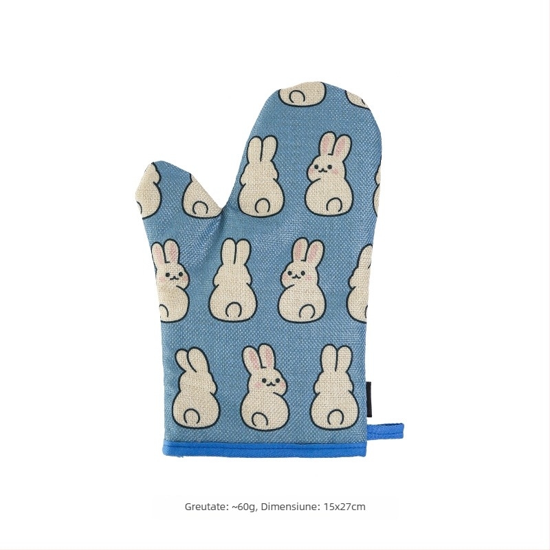 Meeju Mănuși termoizolante din materiale amestecate, cu model animale, pentru cuptor și cuptor cu microunde