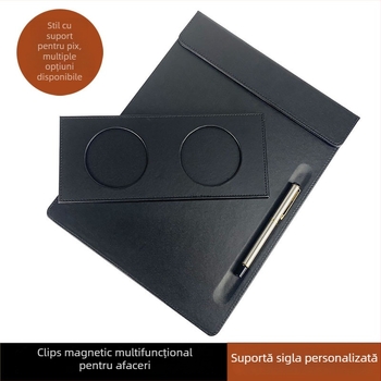 Mapă de piele A4 cu clip magnetic pentru tablă, dosar de documente pentru birou și întâlniri, personalizabilă