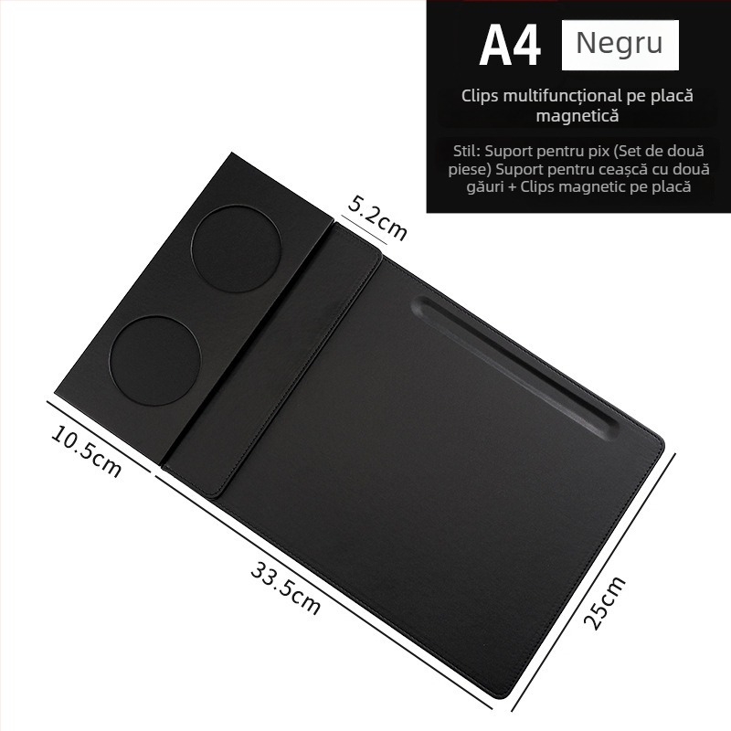 Mapă de piele A4 cu clip magnetic pentru tablă, dosar de documente pentru birou și întâlniri, personalizabilă