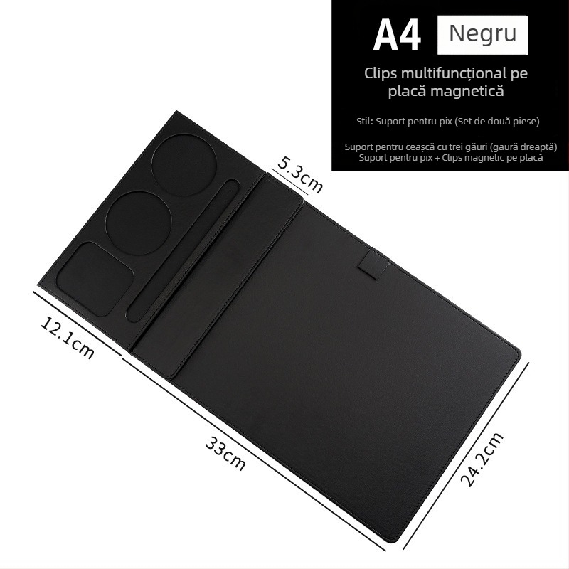 Mapă de piele A4 cu clip magnetic pentru tablă, dosar de documente pentru birou și întâlniri, personalizabilă
