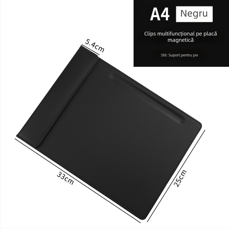 Mapă de piele A4 cu clip magnetic pentru tablă, dosar de documente pentru birou și întâlniri, personalizabilă
