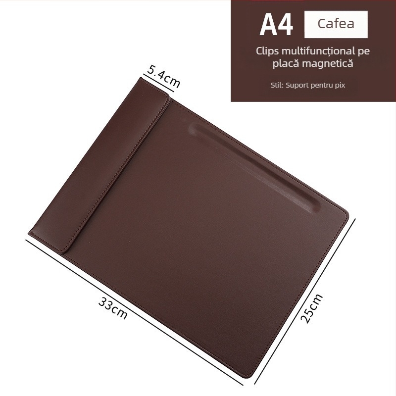 Mapă de piele A4 cu clip magnetic pentru tablă, dosar de documente pentru birou și întâlniri, personalizabilă