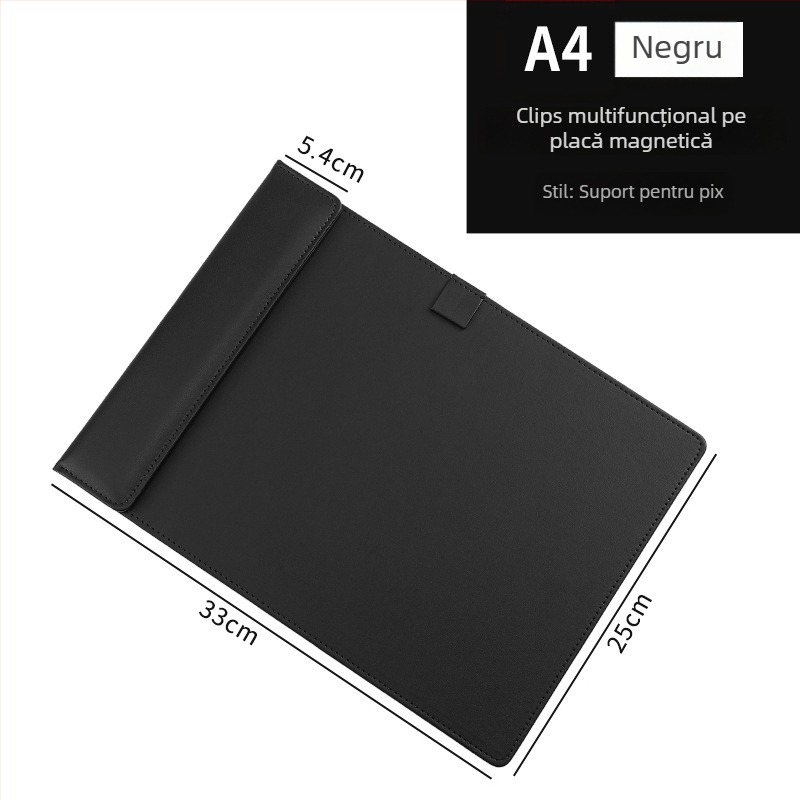 Mapă de piele A4 cu clip magnetic pentru tablă, dosar de documente pentru birou și întâlniri, personalizabilă